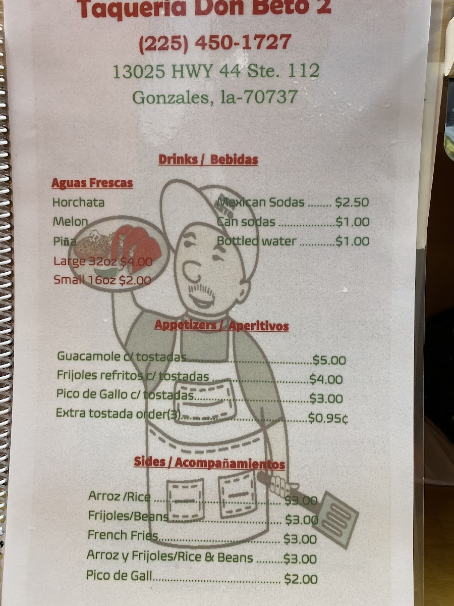 taqueria don beto II Menu - Image 1
